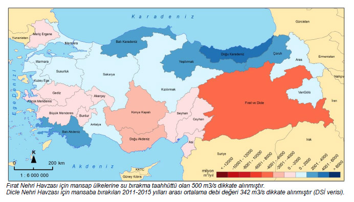 Havzaların su açığı/fazlası projeksiyonları (2071-2100) (mülga T.C. Orman ve Su İşleri Bakanlığı, 2016)