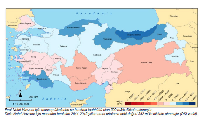 Havzaların su açığı/fazlası projeksiyonları (2041-2070) (mülga T.C. Orman ve Su İşleri Bakanlığı, 2016)